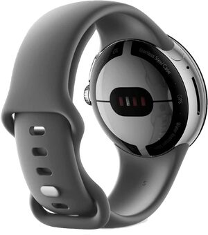 Google Pixel Watch silber linke Seite Rückseite