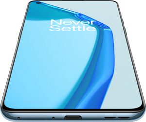 OnePlus 9 azul tapa delantera abajo