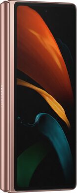 Samsung Galaxy Z Fold 2 bronce tapa delantera lado izquierdo cerrado